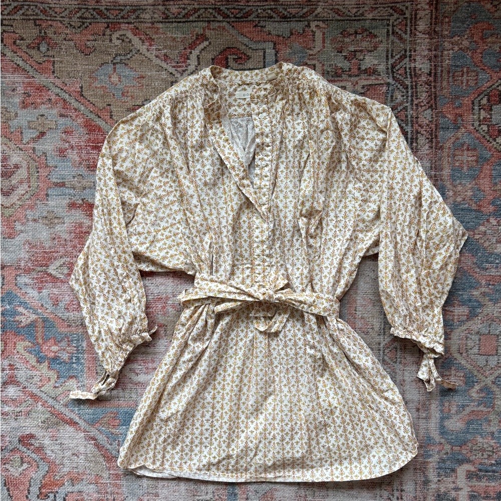 Doen Cream and Gold Patterned Dress